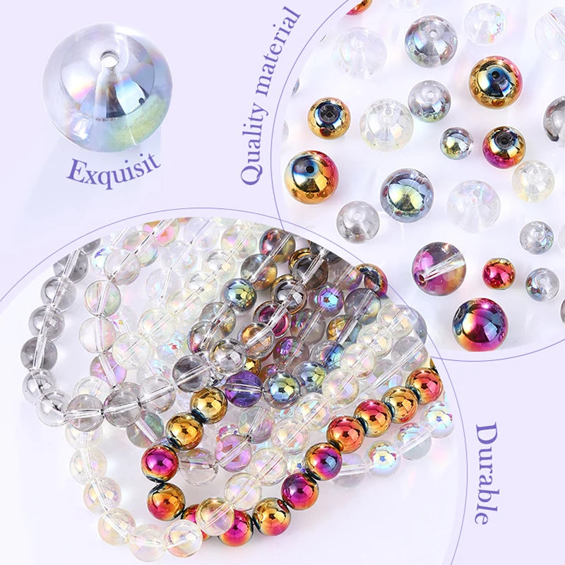 Glass Bubble Round Beads AB Colors for Earring, Bracelets, Necklaces Key Chains Jewelry Making 6-10mm