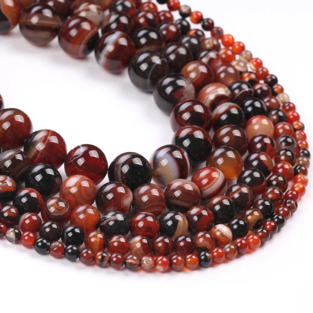 Natural Dream Stripe Agate Stone Round Beads for Jewelry Making  Bracelets Necklace Earrings  15" 4mm-12mm