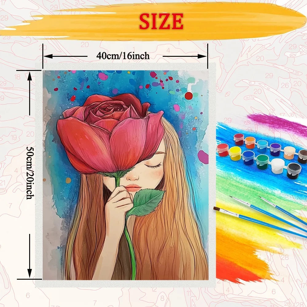Girl With Rose Paint By Numbers Kit