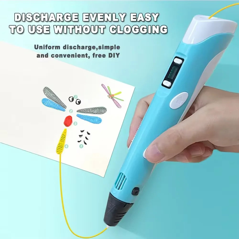 Electronic 3D Printing Pen with 9M PLA Consumables High-Temperature 3D Graffiti Tool Intelligent Toy