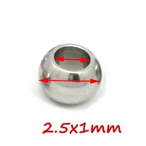 Stainless Steel  European Ball Metal Big Hole Spacer Beads for Jewelry Making Bracelets Necklaces  2 mm-12 mm  100pcs