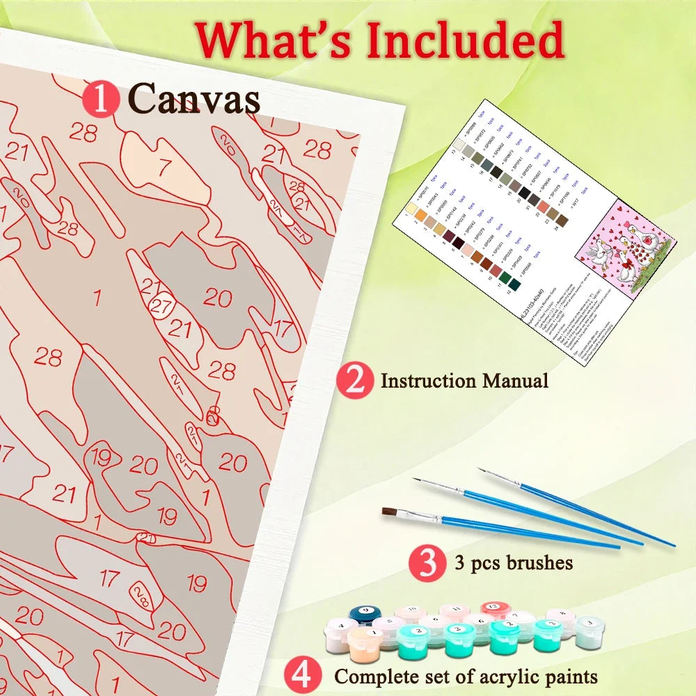 Duck And Hearts Paint By Numbers Kit