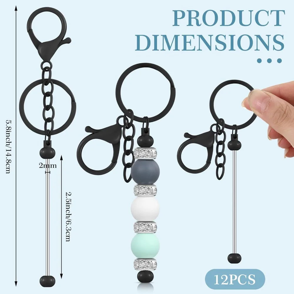 Beadable Keychains  Blank  Metal  12 Pcs