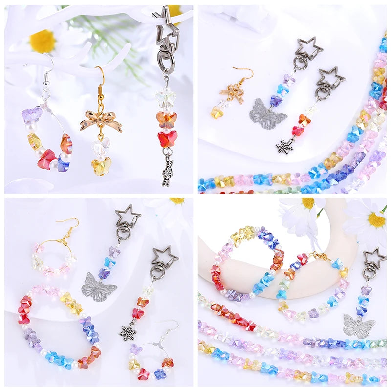 Colorful Crystal Butterfly Beads for Bracelets, Necklaces, Earring, 8x10mm
