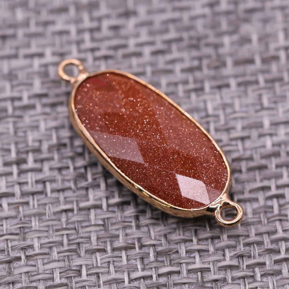 Double-hole Connector Amethyst Pendant, Perfect for DIY Bracelets, Necklaces, and Jewelry Making. New Natural Stone Multi-faceted Crystal Quartz Charm