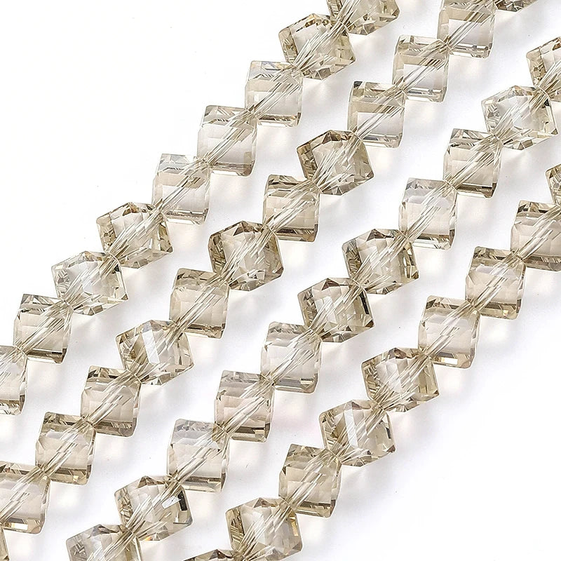 Diagonally Cube Faceted Crystal Glass Beads for Jewelry Making Bracelets, Earrings & Necklaces 4-8mm