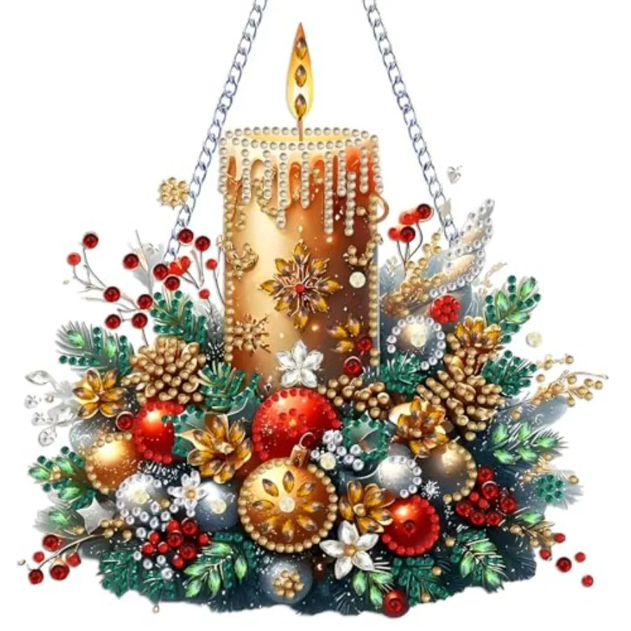 Hearts & Roses 5D Diamond Painting Hanging Pendant, DIY Rose and Heart Diamond Art Kit B