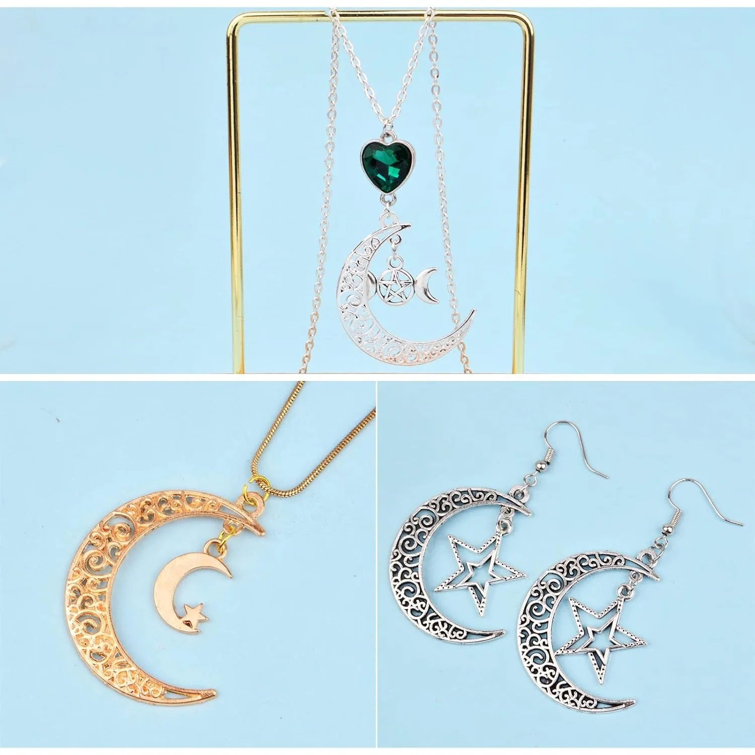 Moon Hollow Crescent Pendants Celestial For Pendants Earrings Necklace Bracelet Jewelry Making 30pcs
