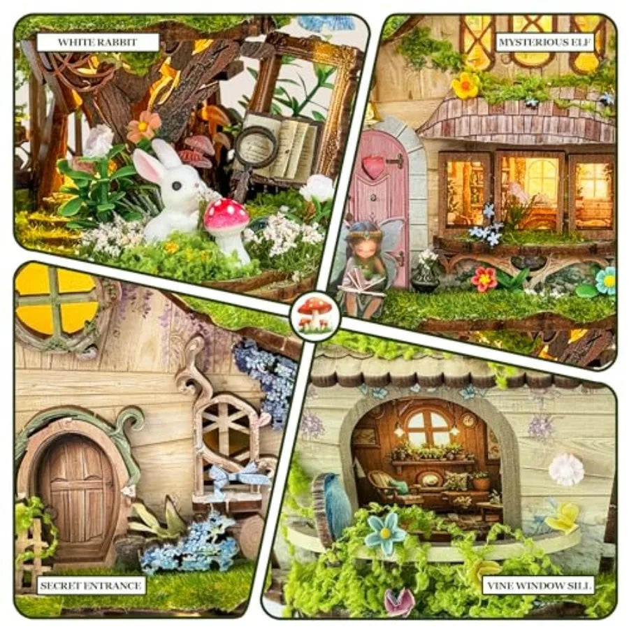 Book Nook Kit Miniature House Kit DIY Crafts for Adults Tree House Wooden Bge with Detailed Design and Easy Assembly