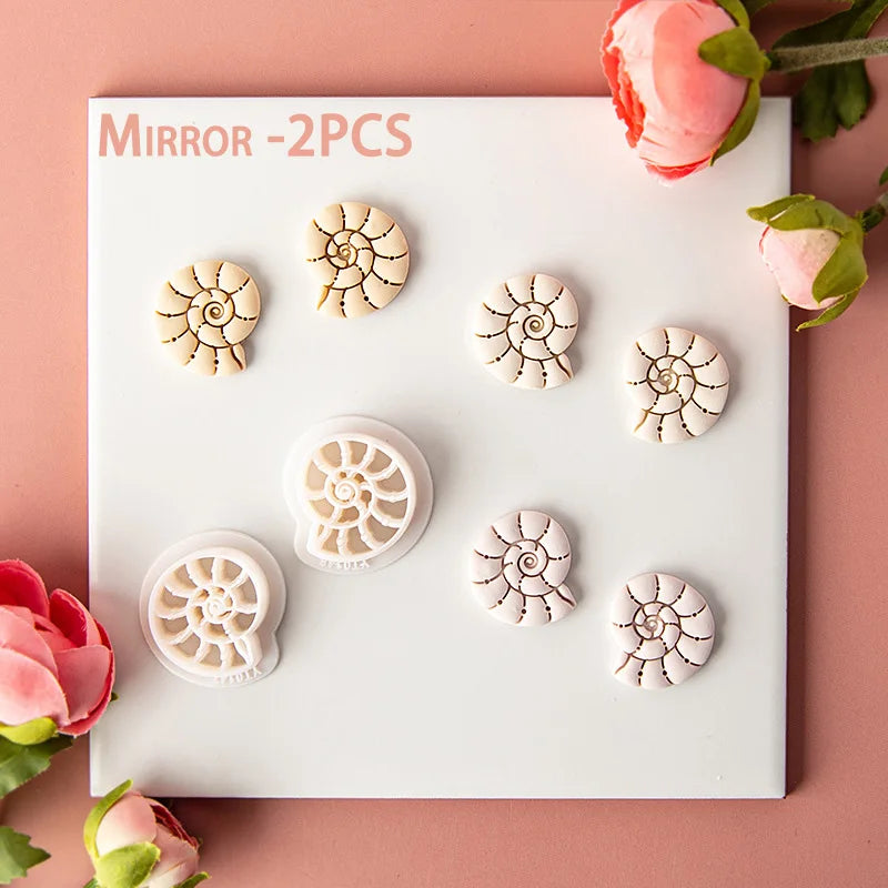 Ocean Sea Polymer Clay Cutters Summer Beach Earring Embosser Cutter Shell Conch Fish Tail Shape Earring Mold for Pendant Jewelry