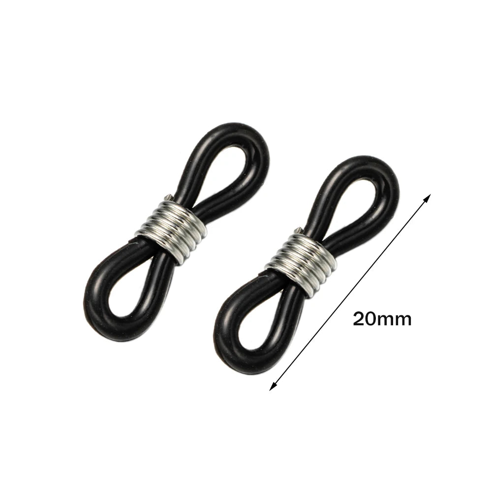Eyeglass Chain End Adjustable Spring Rubber End Connector for Eye Glasses Sunglasses Cord Holder 50Pcs
