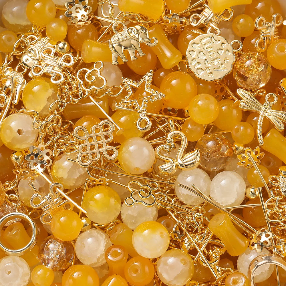 Mixed Glass Beads Metal Pendants For Bracelets & Necklaces