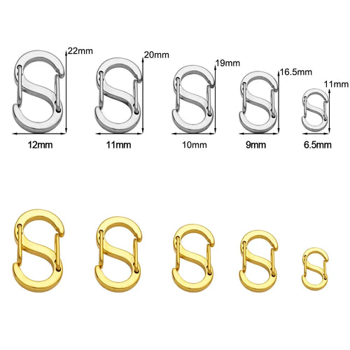 2-5pcs Gold Plated  Stainless Steel S Clasp  Connectors Necklace for  Jewelry Making