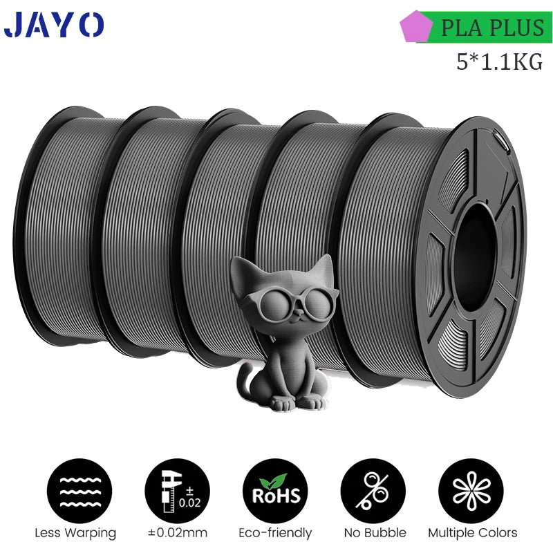 JAYO 5Rolls PLA/PLA Plus/Petg/ABS/TPU/PLA Metal/PLAYG/HS-PLA 3D Printer Filament 1.75mm FDM