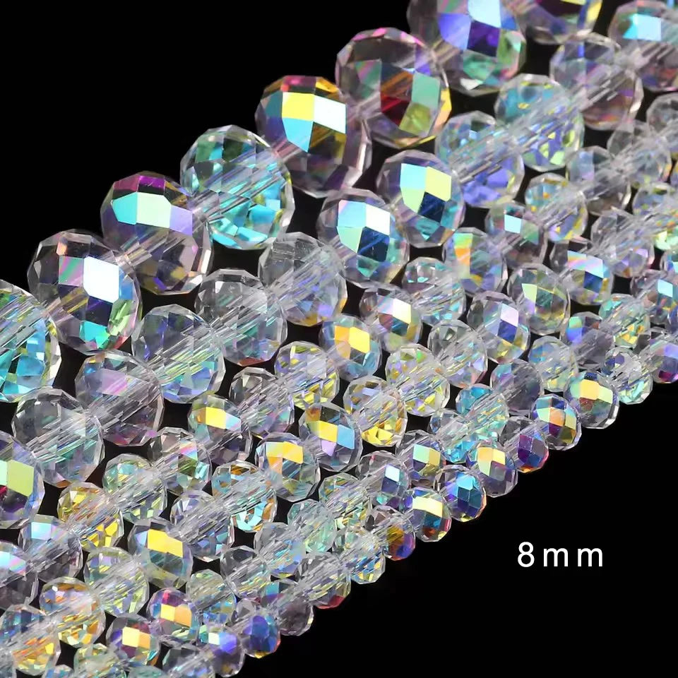 Austrian Crystal AB Faceted  Rondelle Beads