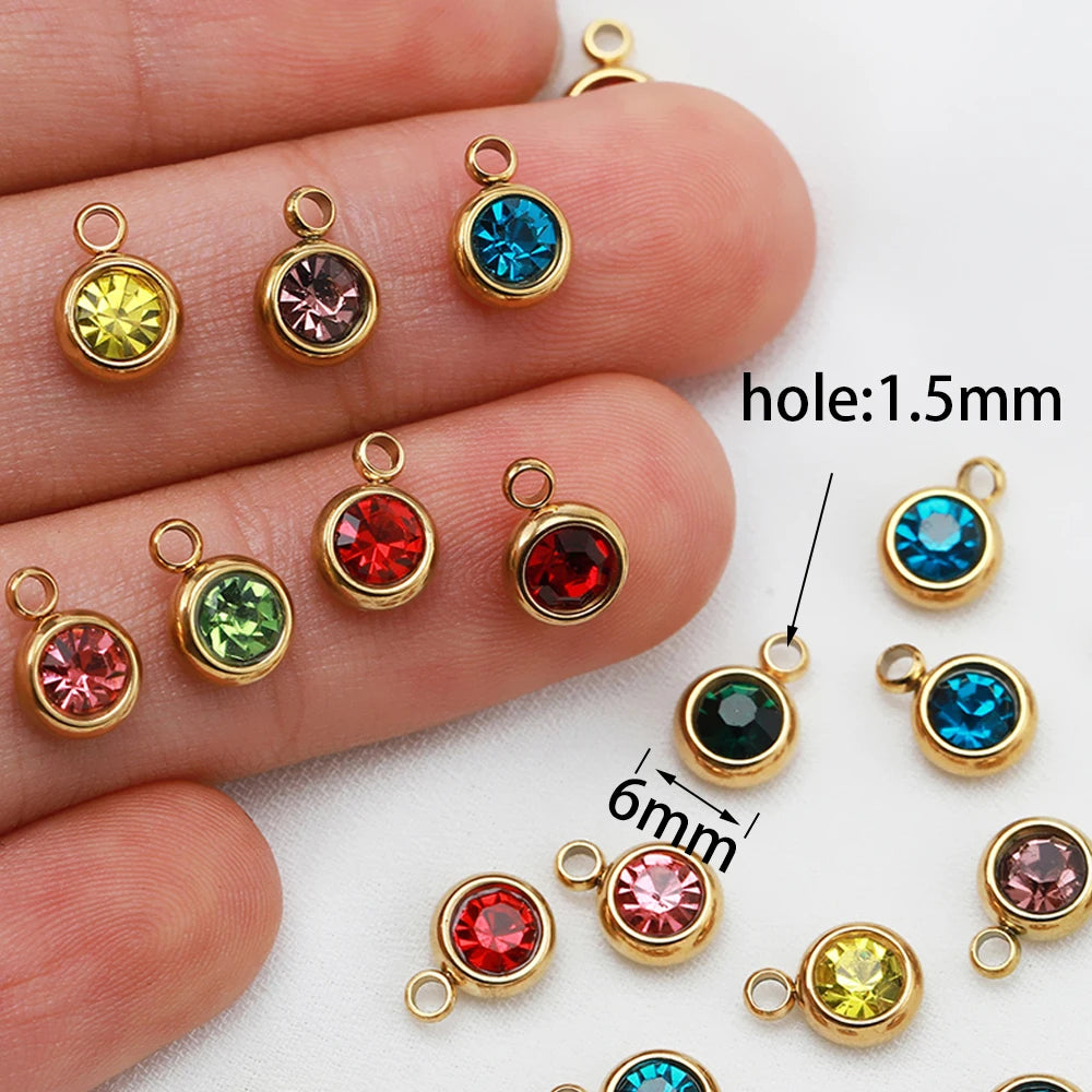 Stainless Steel Rhinestone Drops Charms