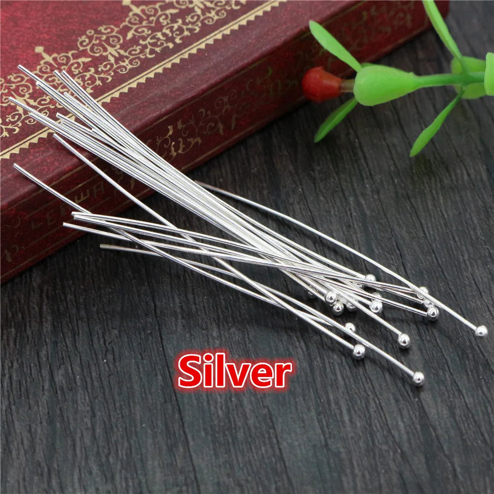 Rhodium. Gold, Silver & Bronze Color Metal Ball Head Pins For Jewelry Making Findings  0.5mm  200 Pieces 16 20 25 30 40 45 50mm