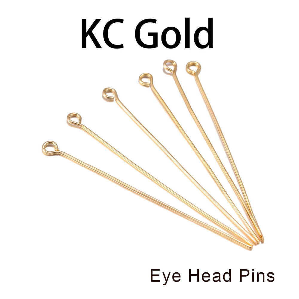 Eye & Head Pin Gold Plated Ball Head Pins for Jewelry  Making 100-200 Pieces