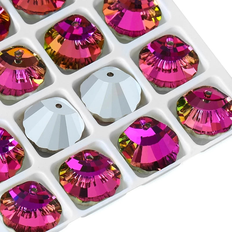 Shell Crystal Charms, Necklaces,  Pendants for Jewelry Making  16mm  12Pcs