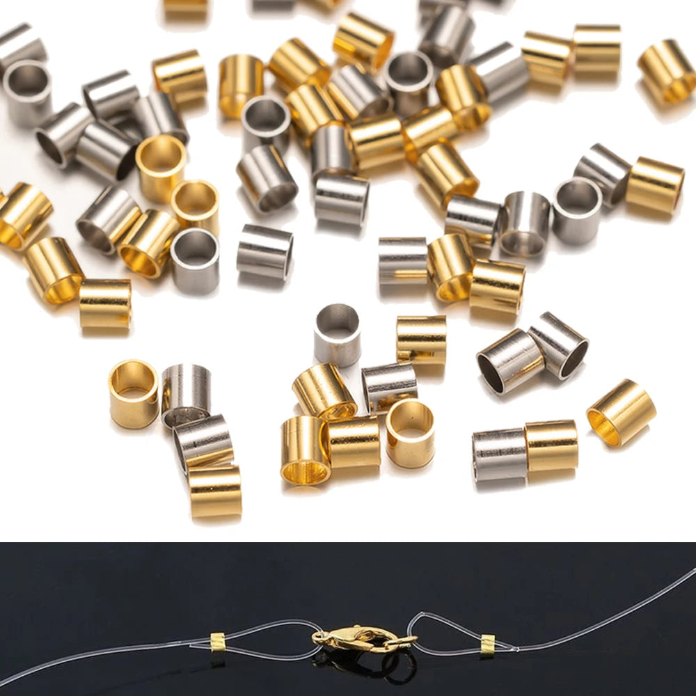 Stainless Steel Crimp Tube Beads For Earring, Bracelets & Necklace  Jewelry Finding Supplies 100pcs