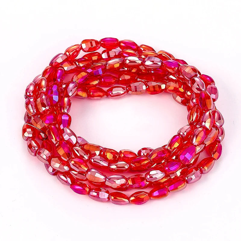 Faceted Glass Beads for  Jewelry Making Bracelet Necklace Earring Keychains 10 Colors 6x8mm