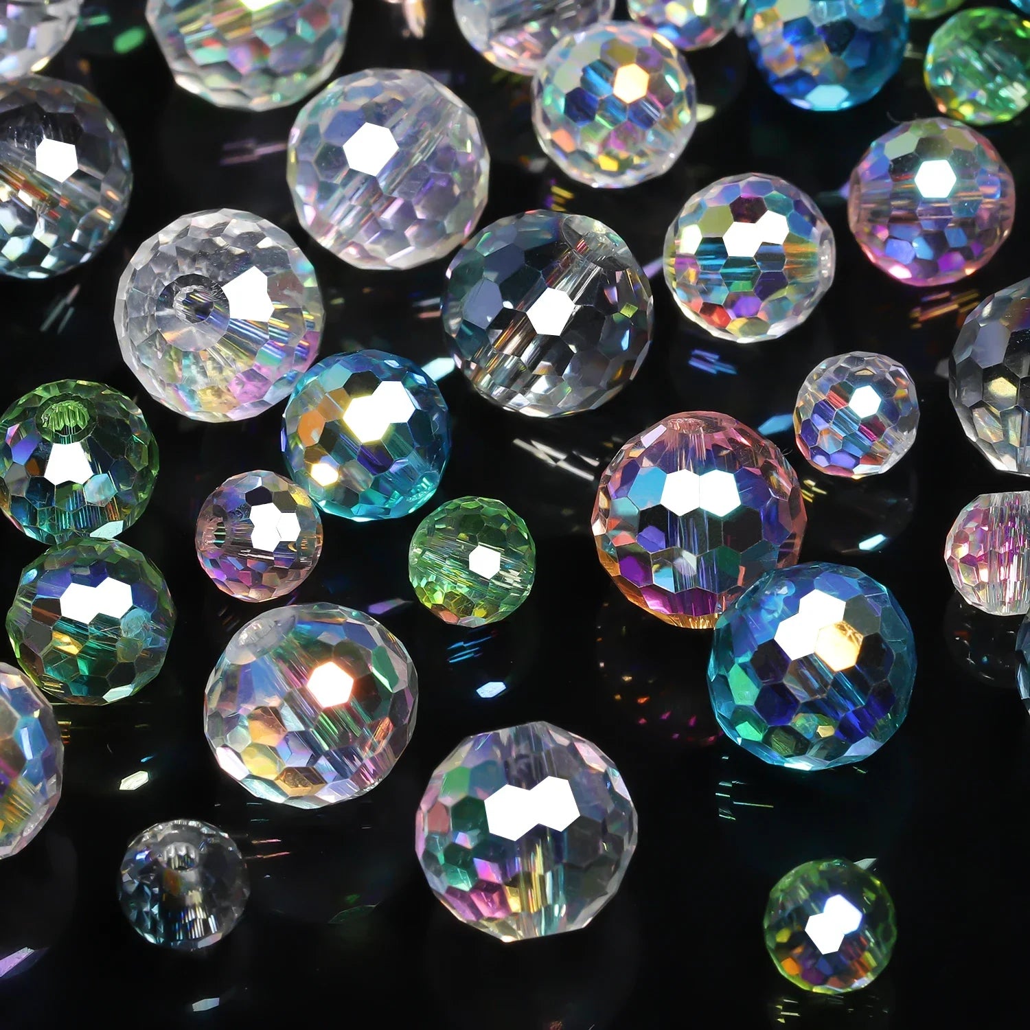 Vibrant Austrian Crystal Glass Beads 6-10mm Faceted Round  for Jewelry Making 30-50pcs