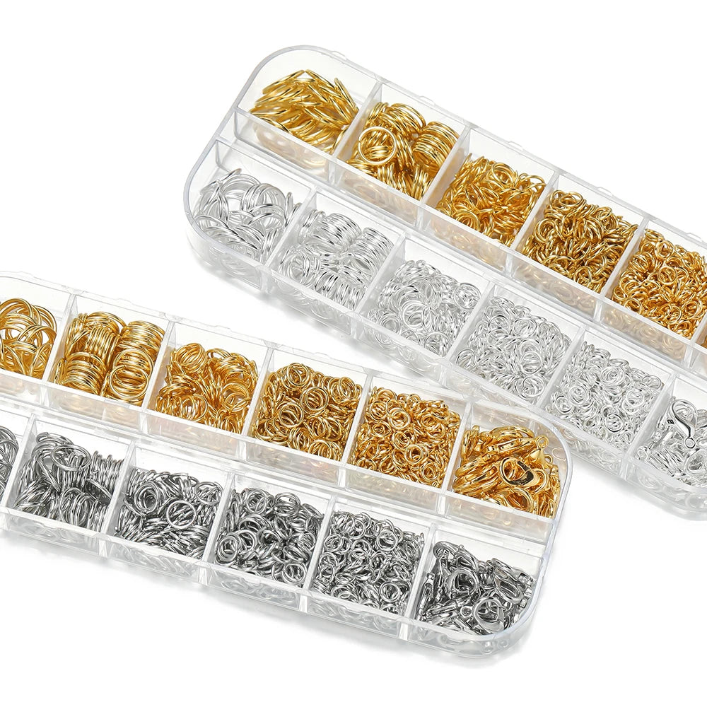 Jewelry Findings Kit: Open Jump Rings, Lobster Clasps. Hooks. Pliers. Tweezers,  Bracelets, and  Necklaces 930pcs/Box