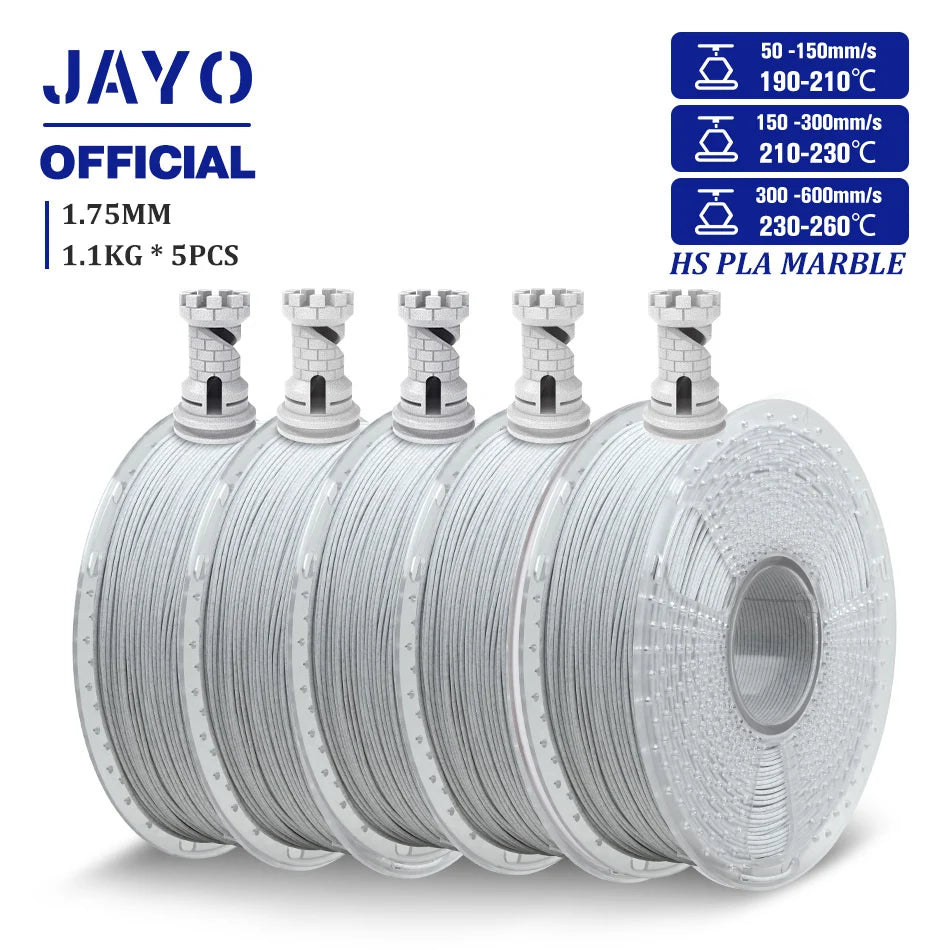 JAYO High Speed Marble  5 Rolls PLA 3D Printer Filament For FDM Marble-Like Texture