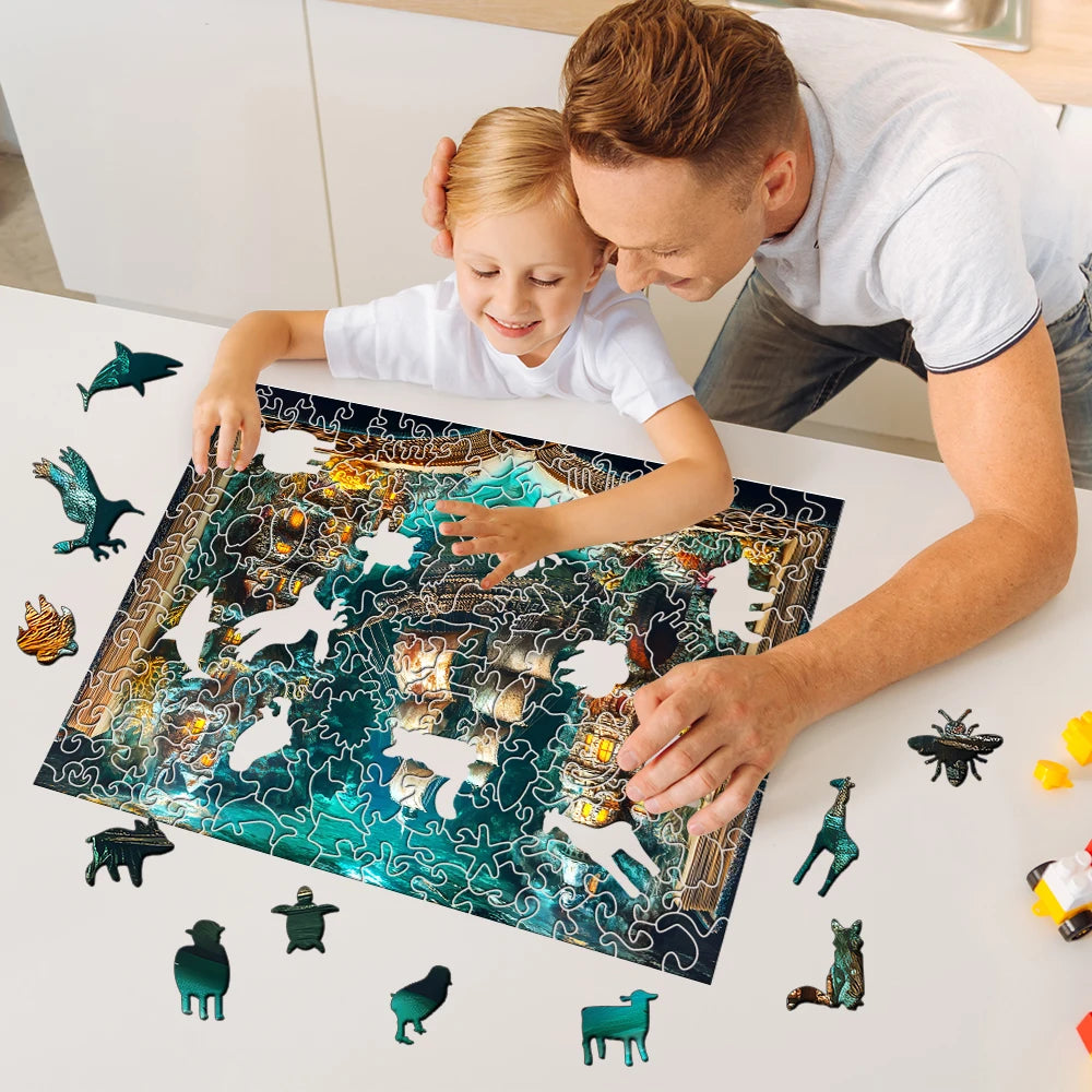 3D Stereo Book Scene Wooden Puzzle - Montessori Toy , Animal-Themed, for Adults & Kids