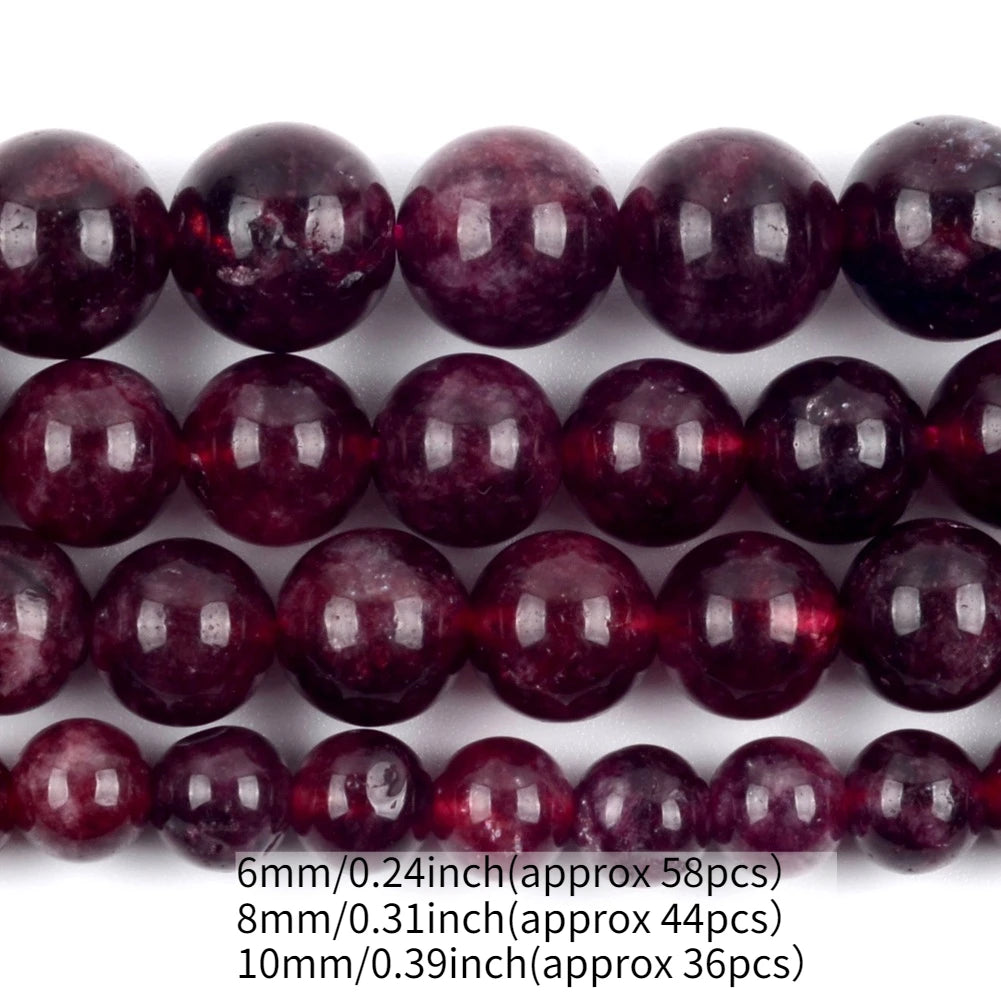 6mm-10mm Natural Red Garnet Jade Stone Round  Beads for Jewelry Making DIY Necklace Bracelet &  Earrings 15inches