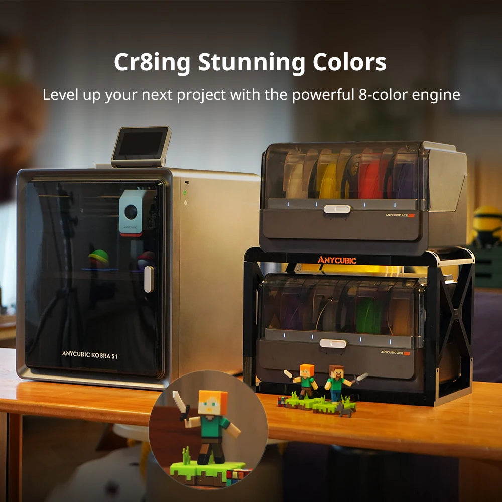 Anycubic Kobra S1 Combo Multi-Color 3D Printer Max Speed 600mm/s Core XY Stable Structure High Precision 3D Printer