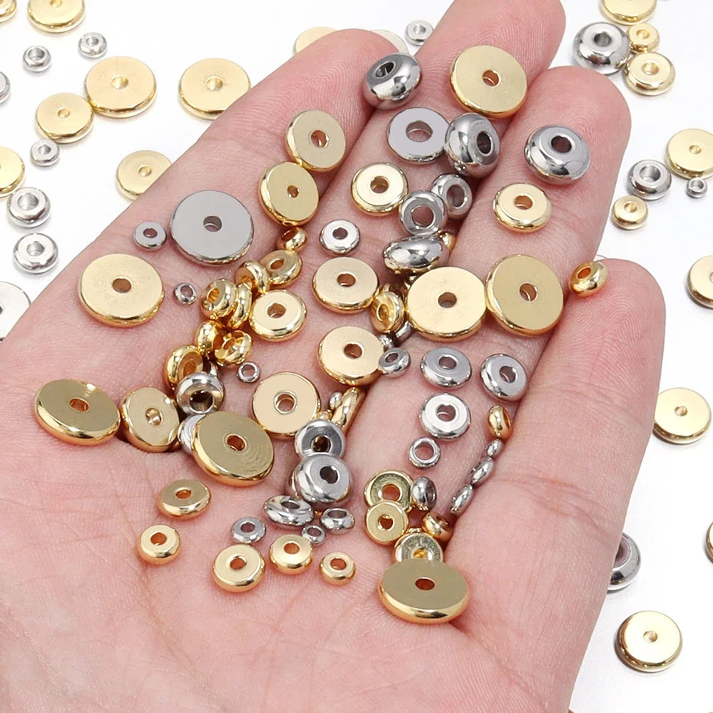 Stainless Steel Flat Round Spacer Bead For Necklaces Bracelets  Jewelry Making Findings