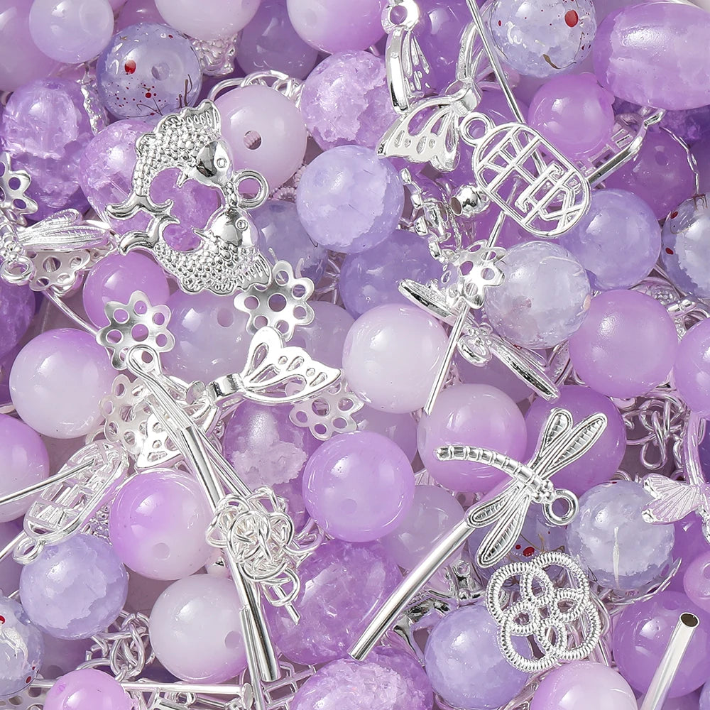 Mixed Glass Beads Metal Pendants For Bracelets & Necklaces