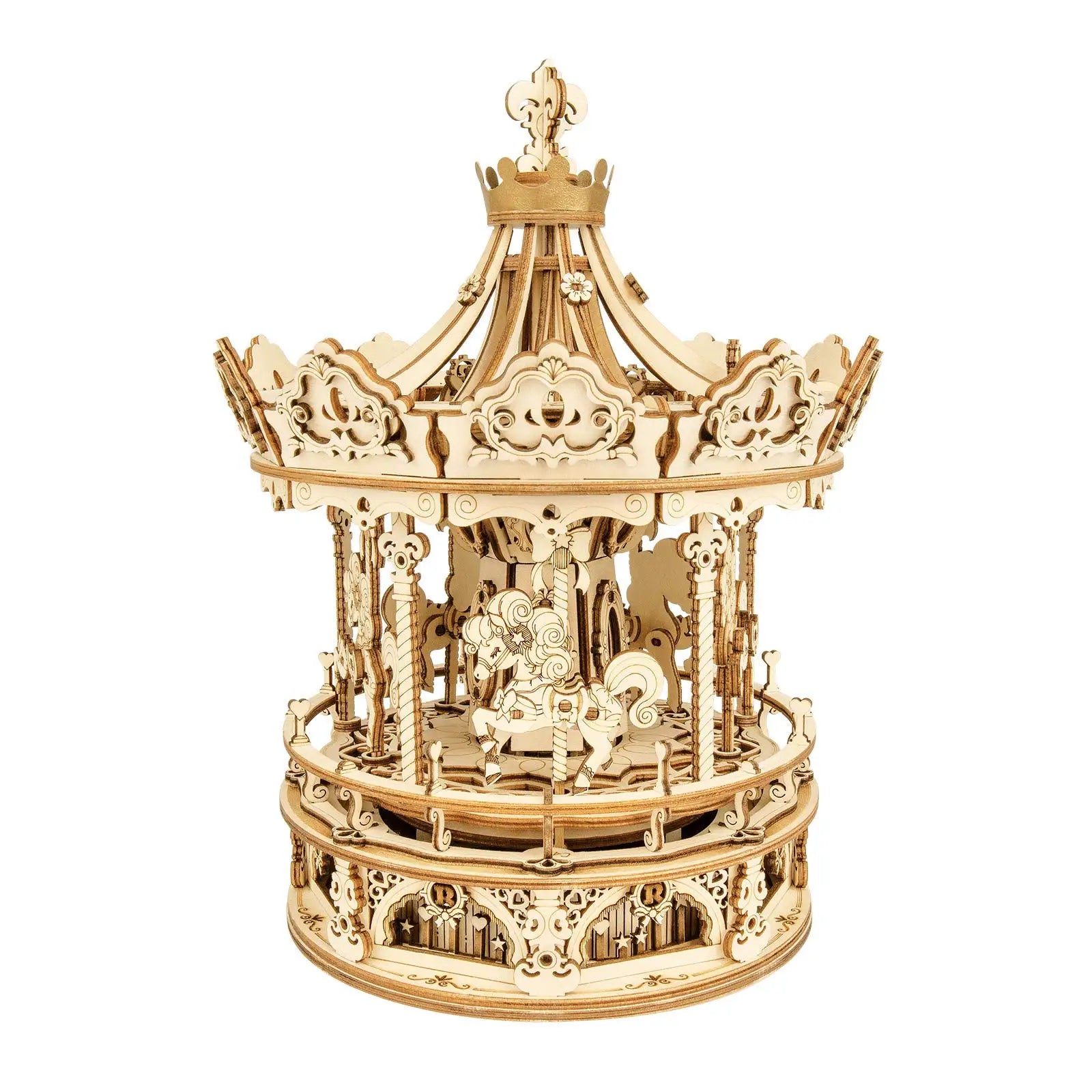 Robotime 3D Wooden Puzzle 336pcs Rotatable  Romantic Carousel AMK62 Assembly Carousel