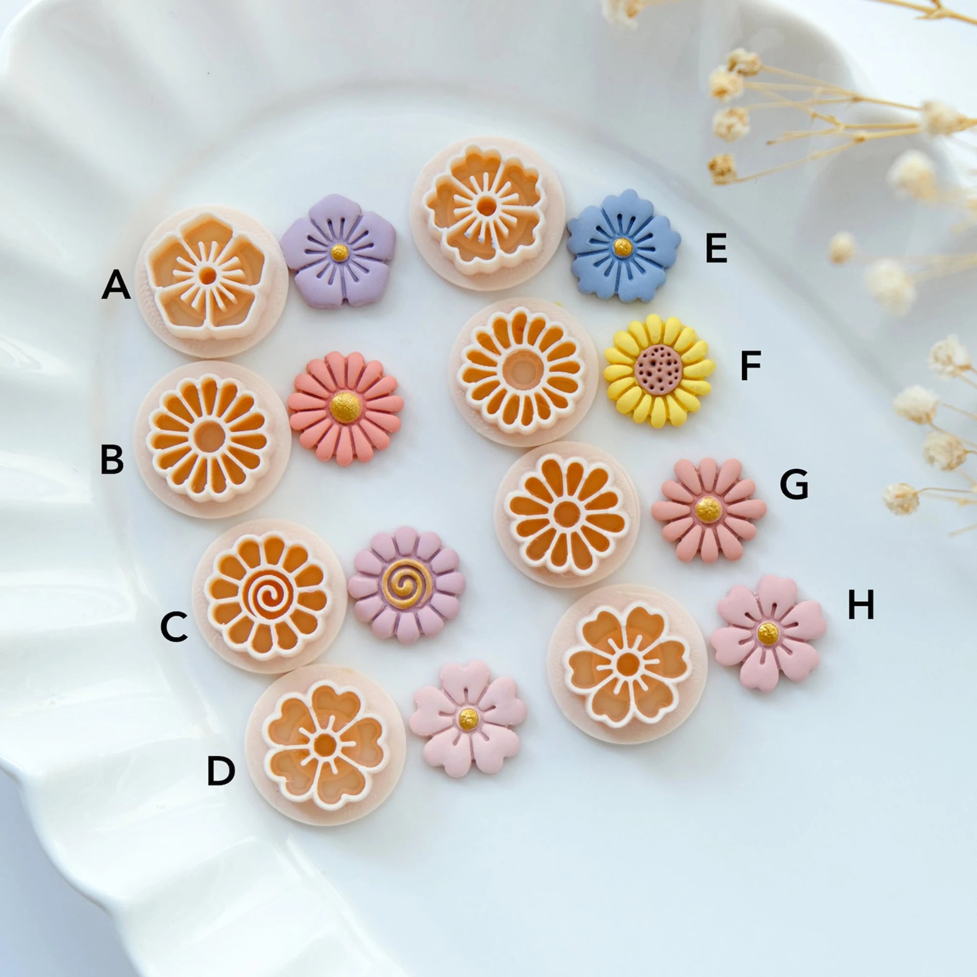 Spring Flower  Polymer Clay Cutters