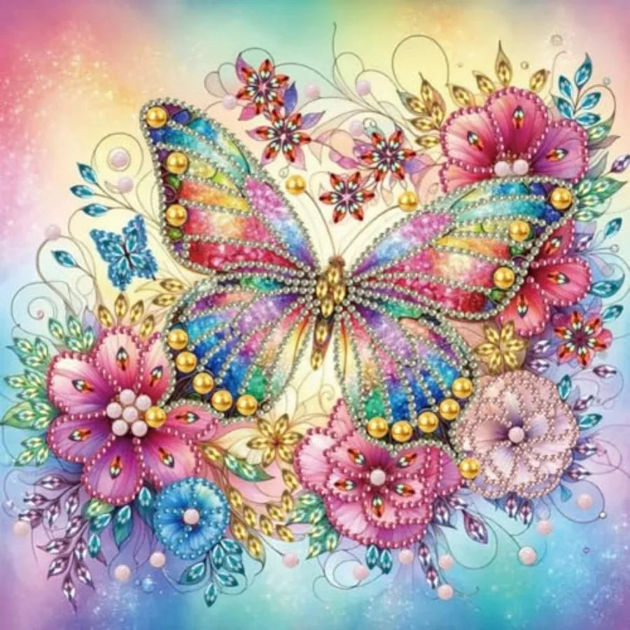 5D Butterfly Diamond Art Kits for Beginners & Adults, Crystal Rhinestones