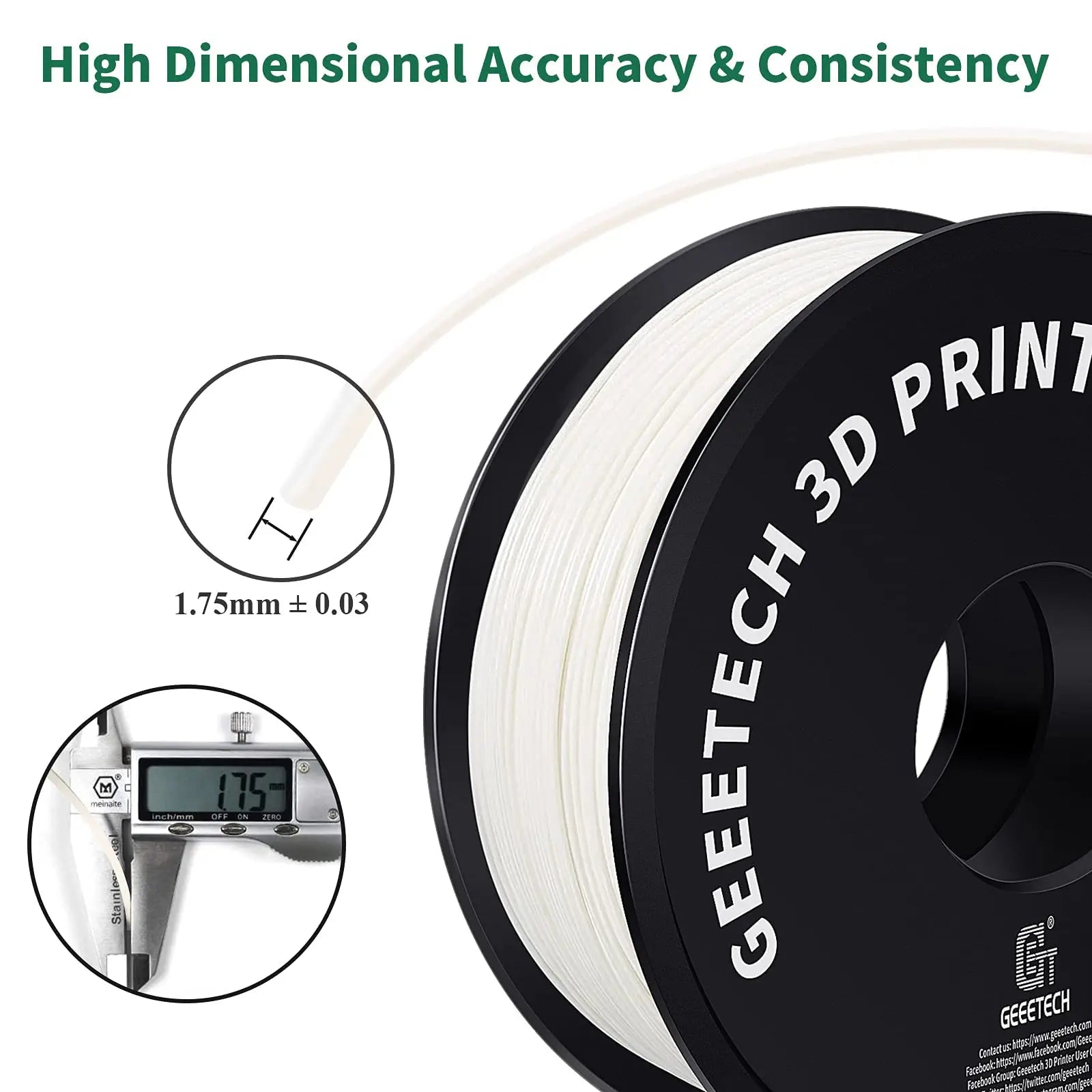 Geeetech  ABS+ 3D Filament 1.75mm 1KG plastic,  Tangle-Free, Non-Toxic, Vacuum Packaging White & Orange