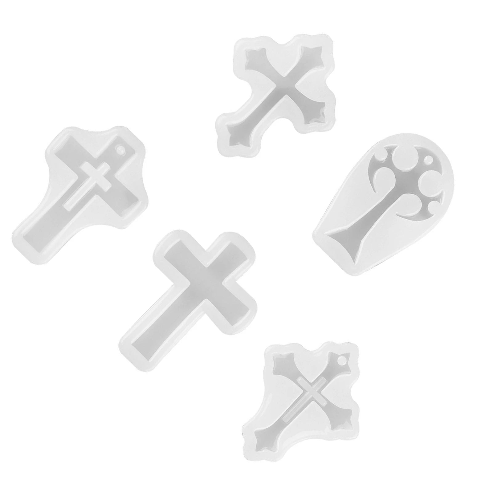 5Pcs Cross Silicone Resin Mold  for DIY Epoxy Resin Crafts Jewelry Making Accessories Tools Necklace Pendants Casting Mould