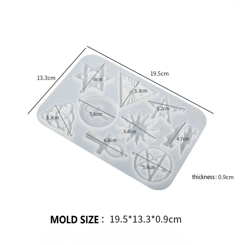 Array of Symbols of Silicone Epoxy Resin  Molds: Pendant, Keychain  for Necklaces Charms Jewelry Making