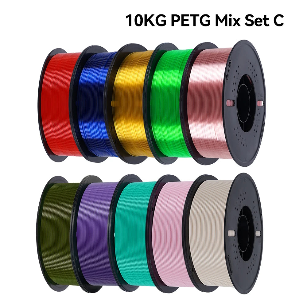 KINGROON 22LBS PETG or PLA filament 3D Printer Filament 10 Rolls 1KG 1.75MM Eco-Friendly Good Toughness Mix Color