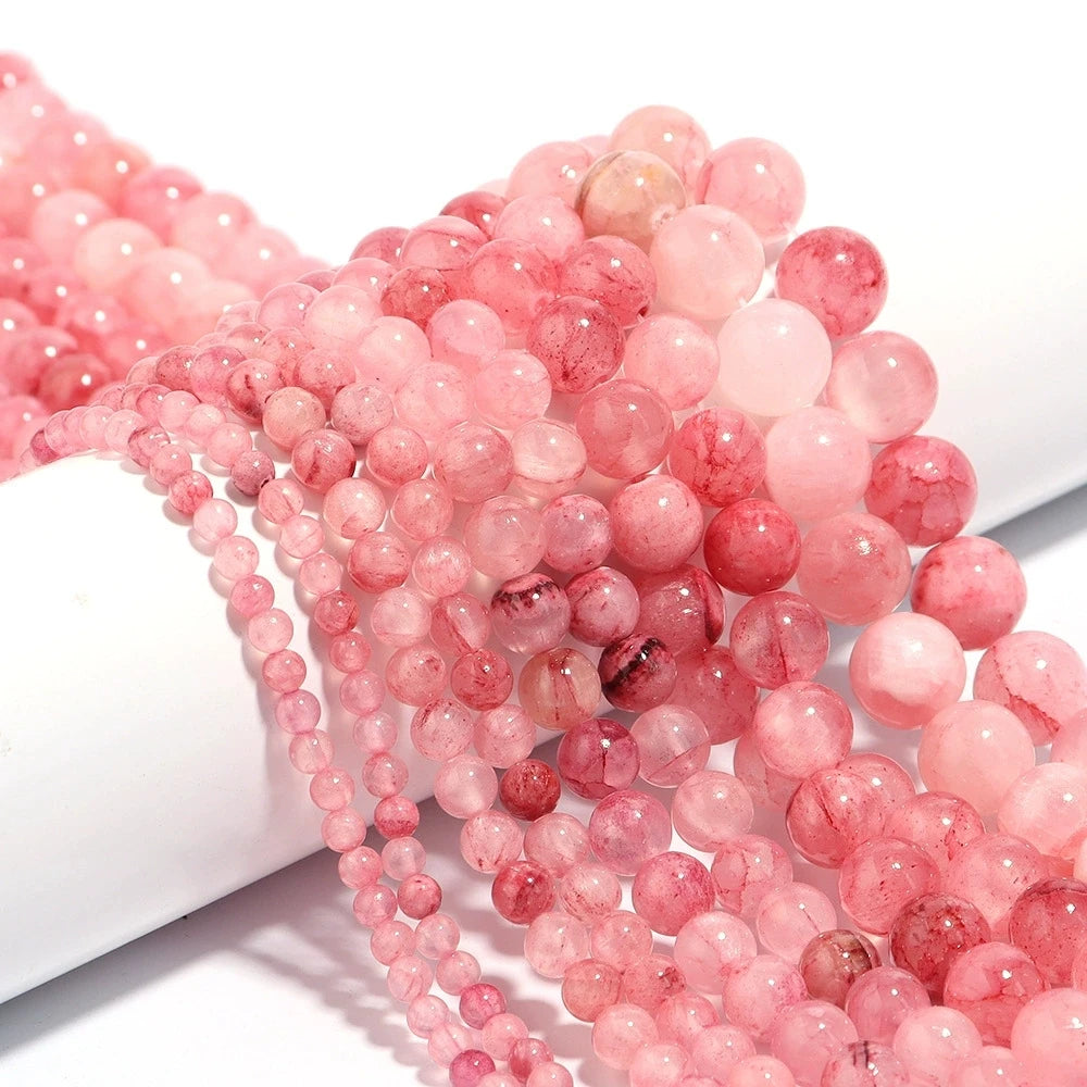 Natural Persian Jade Pink Beads For Jewelry Making  4/6/8/10/12mm