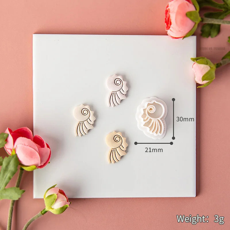 Ocean Sea Polymer Clay Cutters Summer Beach Earring Embosser Cutter Shell Conch Fish Tail Shape Earring Mold for Pendant Jewelry