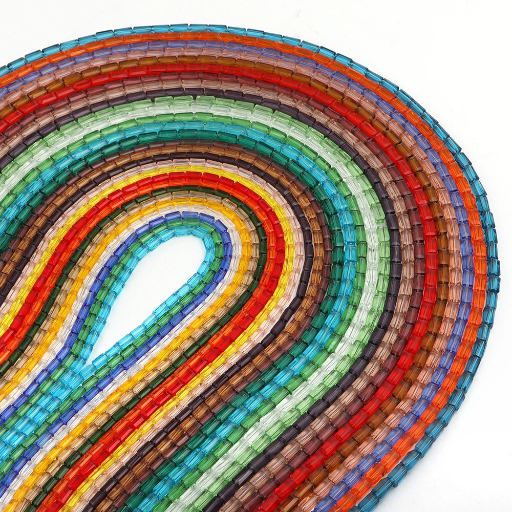 1 Strand Rectangular Glass Crystal Beads Colorful Loose Beads For Jewelry Making DIY Bracelets Necklace Accessories Handmade