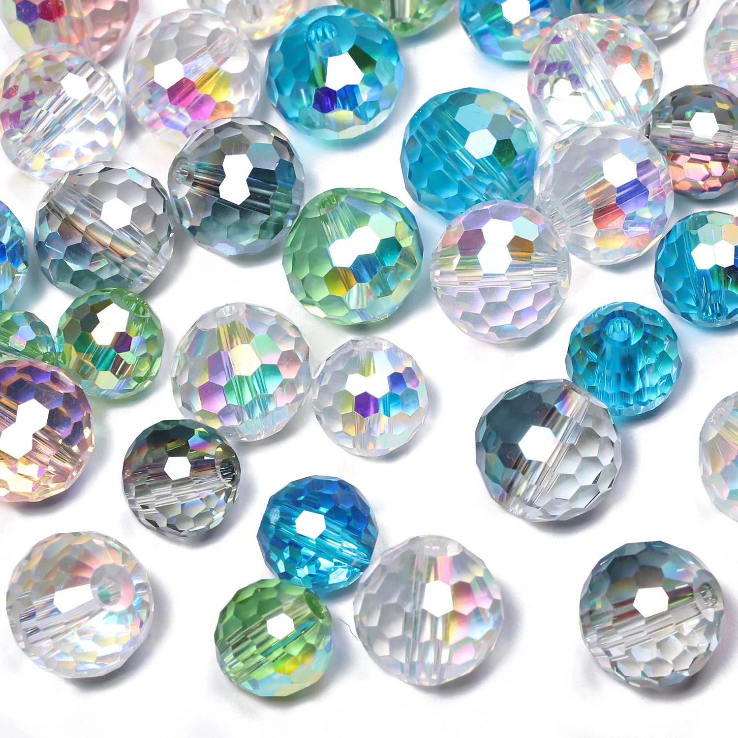 Vibrant Austrian Crystal Glass Beads 6-10mm Faceted Round  for Jewelry Making 30-50pcs