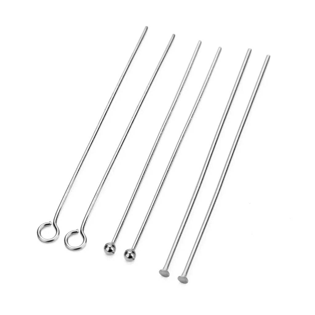 Stainless Steel Flat Head Pin, Eye Pin, Round Ball Pin 15 20 25 30 35 40 45 50mm  Finding for DIY Jewelry Making 100pcs