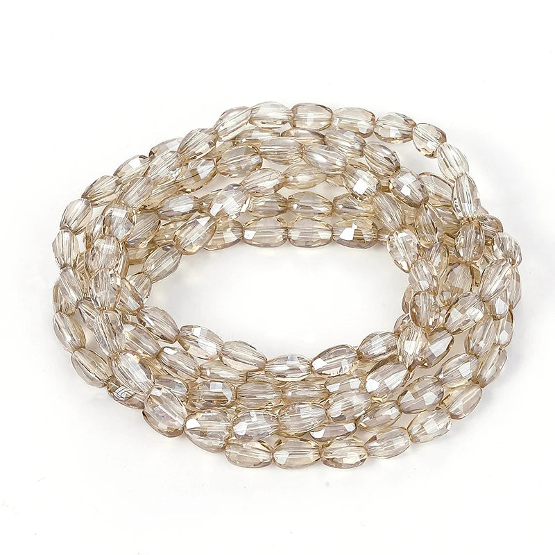 Faceted Glass Beads for  Jewelry Making Bracelet Necklace Earring Keychains 10 Colors 6x8mm