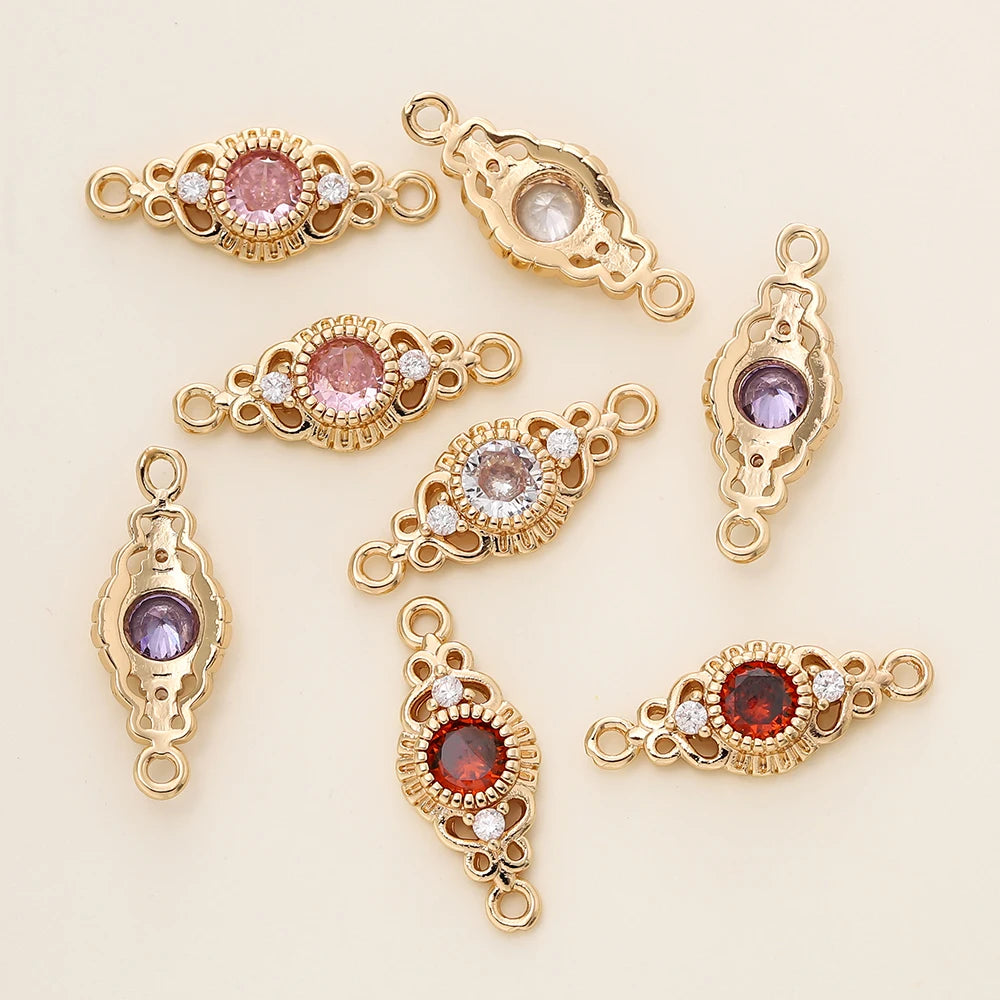 5 Pieces per Pack 18K Gold Plated Over  Brass 2 Holes Oval Connector Pendants for DIY Necklaces, Bracelets & Earrings  Jewelry Making Findings