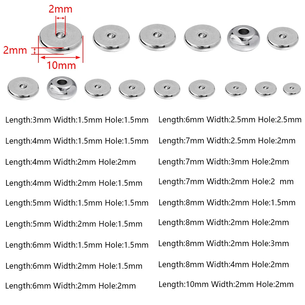 Stainless Steel Flat Round Spacer Bead For Necklaces Bracelets  Jewelry Making Findings