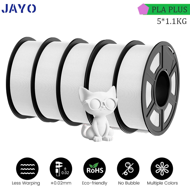 JAYO 5Rolls PLA/PLA Plus/Petg/ABS/TPU/PLA Metal/PLAYG/HS-PLA 3D Printer Filament 1.75mm FDM