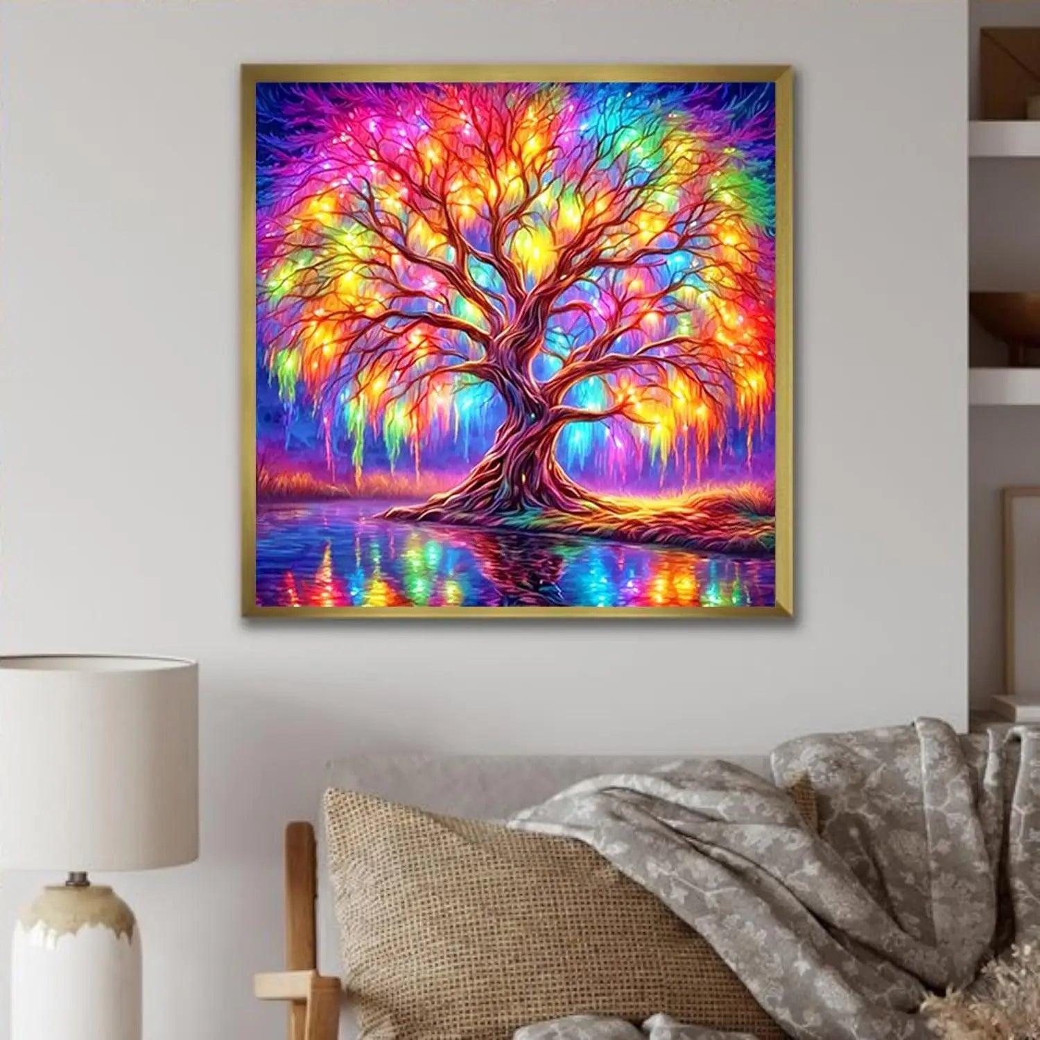 Tree of Life Diamond Painting Kit for Adults, Full Drill DIY Art with Round 5D Diamonds, Home Decor Craft 13.78x13.78 Inch